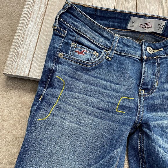 Hollister Juniors 1S / 1 Short Denim Jeans Actual W 25.5 x I 29 1/4 Short Inseam - Picture 2 of 12